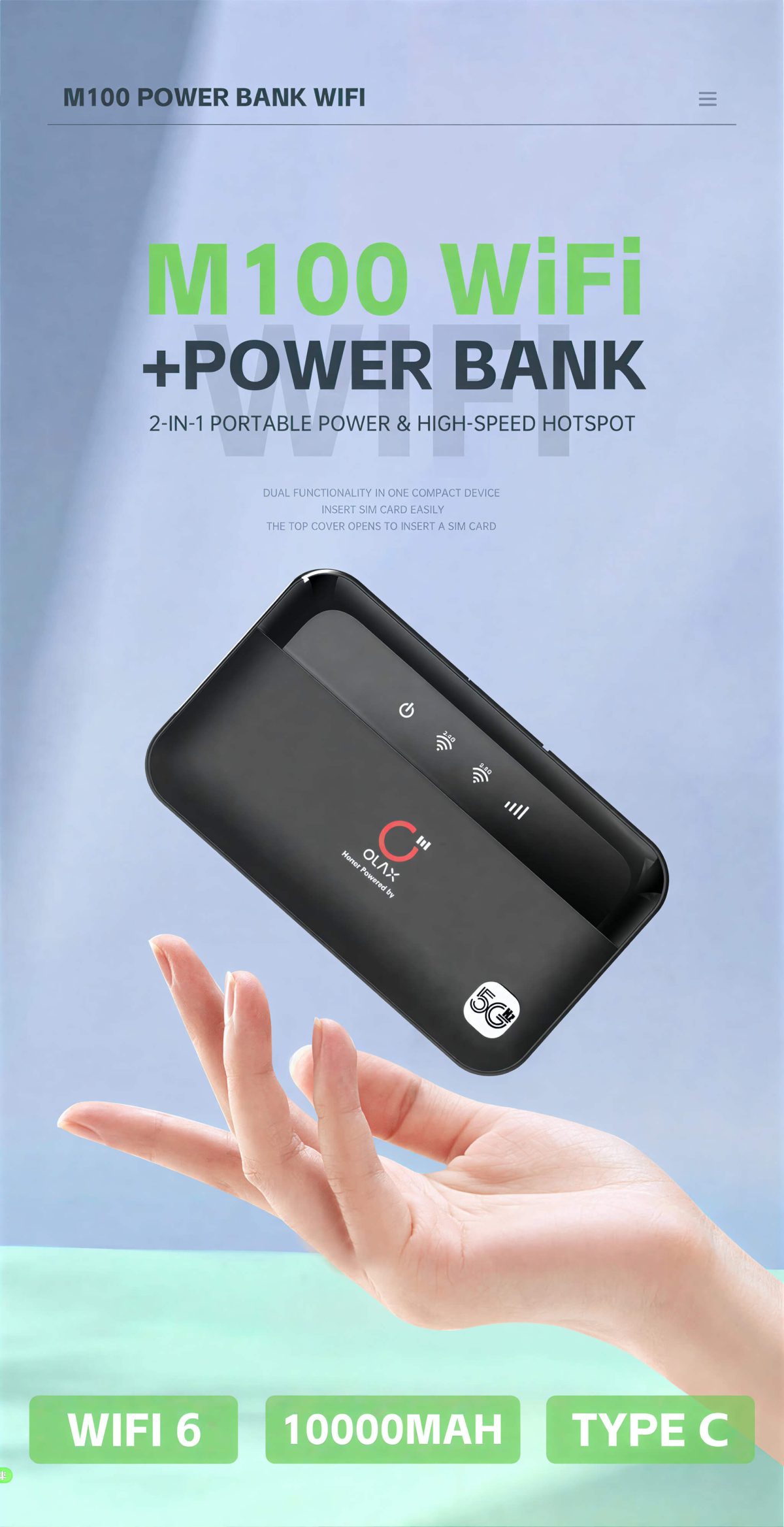 OLAX M100 WiFi 6 10000mah 5G Pocket Router - Image 2