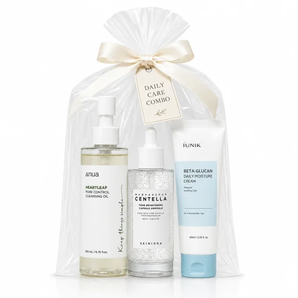 Anua Cleansing Oil + SKIN1004 Ampoule + IUNIK Cream (Combo)
